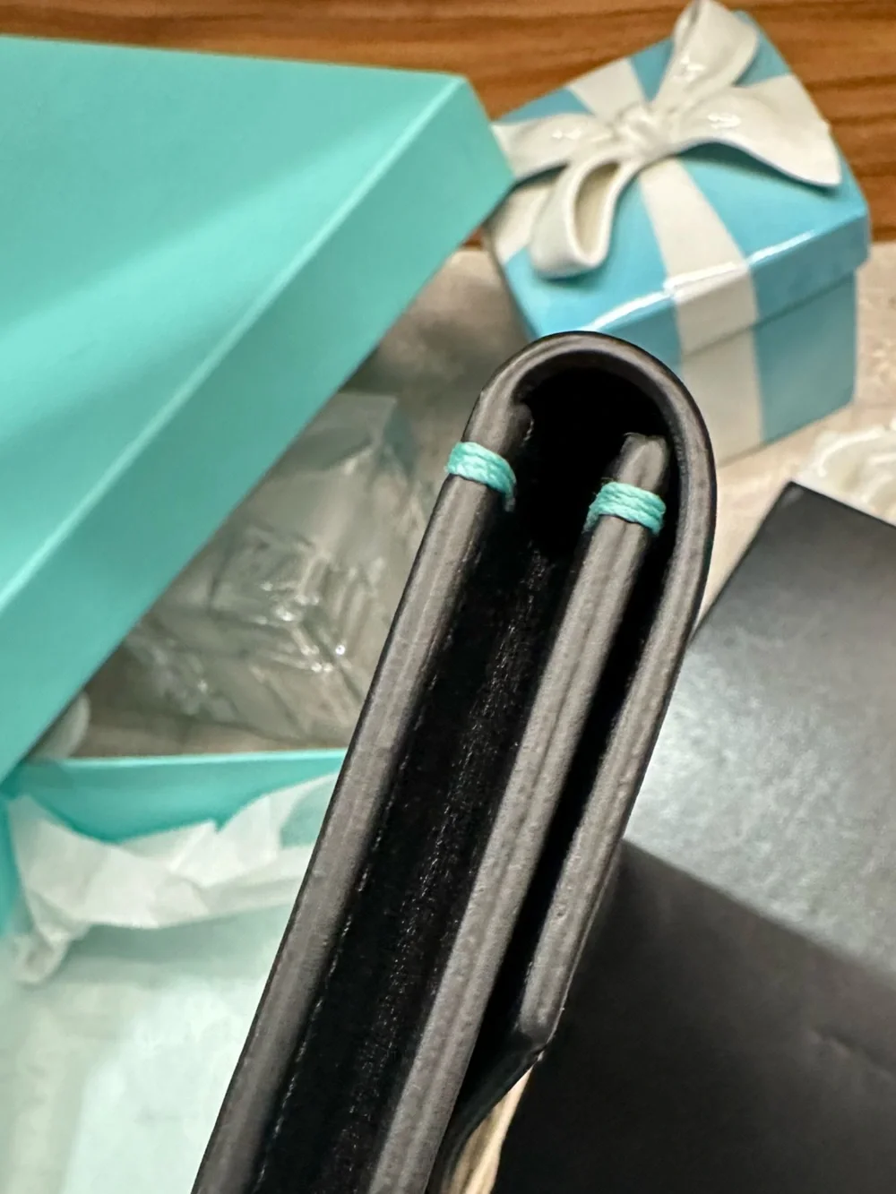 TIFFANY & CO BLACK LEATHER INTEROFFICE MAIL ENVELOPE RARE HTF UNISEX UNUSED NOS